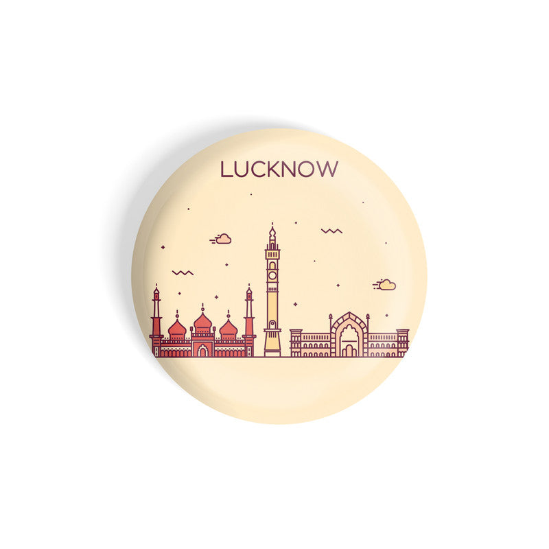 dhcrafts Round Fridge Magnet Brown Color Lucknow Glossy Finish Design Pack of 1 (58 mm)